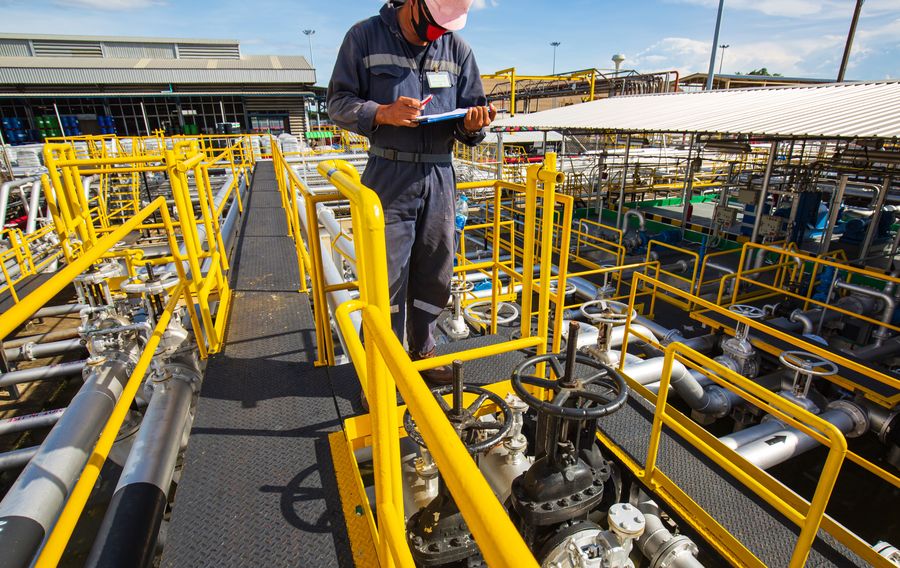 Inspection on a plant walkway