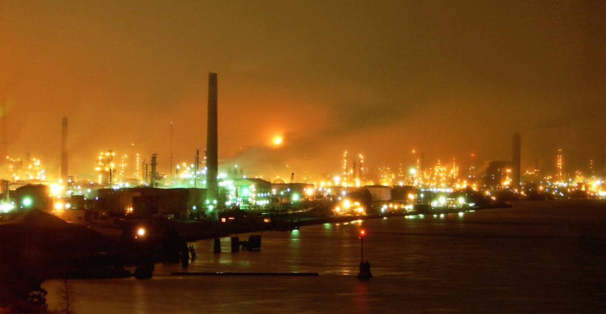 Petrochemical complex at night